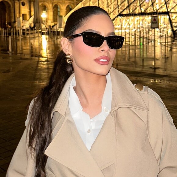 NEW SAINT LAURENT SL 658 001 SUNGLASSES SAINT LAURENT SL658 001 BLACK CAT EYE - Picture 2 of 6